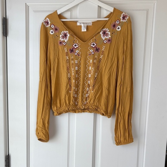 Youth In Revolt Tops - Youth in Revolt Floral Mustard Blouse large